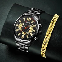 fashion mens sports stainless steel watches men business casual quartz watch calendar date luminous clock male business bracelet