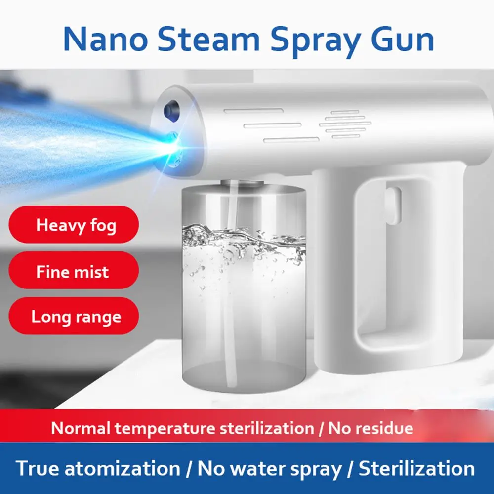 

500 мл G7 ручной Электрический дезинфекционный пистолет синий светильник спрей беспроводной дезинфицирующий распылитель Перезаряжаемый для...