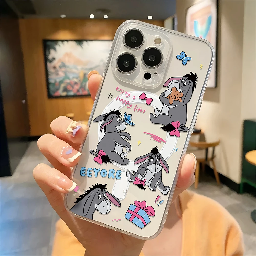 Disneys Cute Winnie Pooh Bear With Magsafe Magnetic Phone for iPhone 16 15 14 13 12 11 8 7 Plus Pro Max X XR XSMax Clear WK455