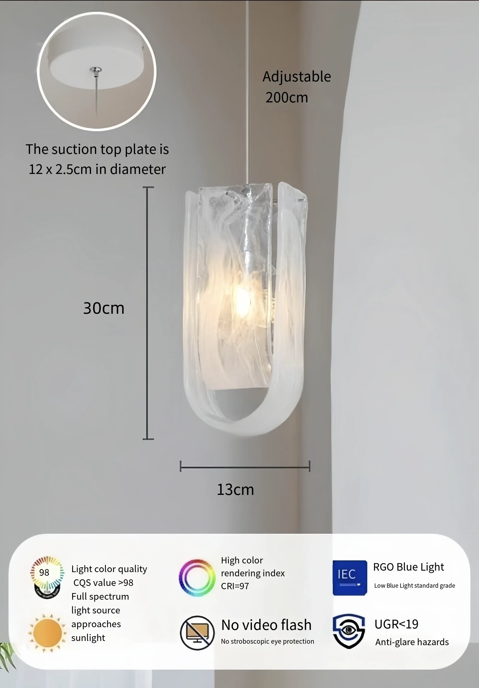 

Подвесной светильник YEBMLP облачное стекло