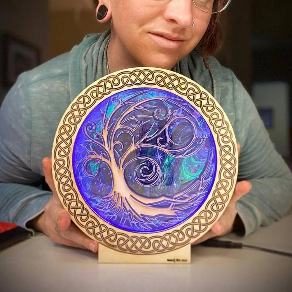 

Unique Wooden Sculpture Tree Lamp Winter Tree The Jeweled Mother Creative Easter Decor Christmas Birthday Gifts Home Decor