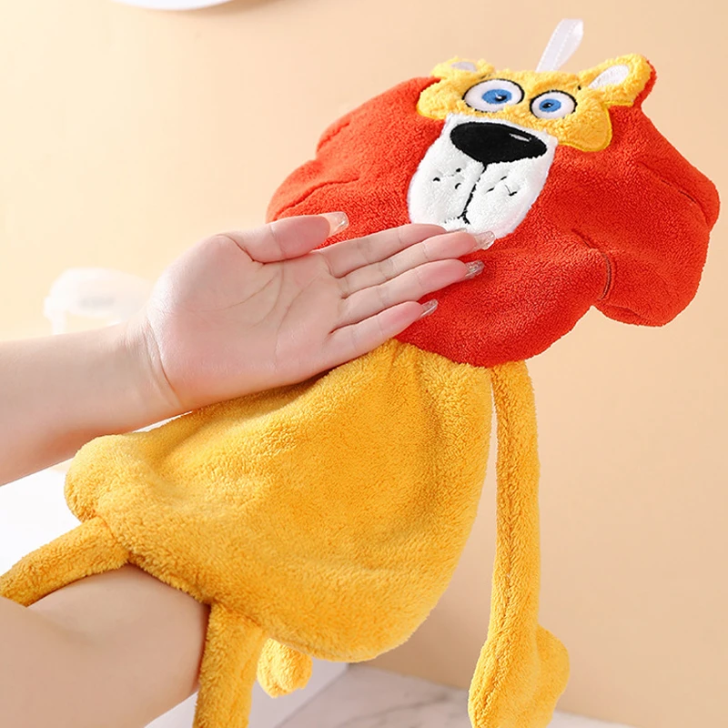 

Cartoon Lion Hand Towels Double Thickened Super Absorbent Convenient Wipe Handkerchief for Bathroom Kitchen Cleaning Dishcloth