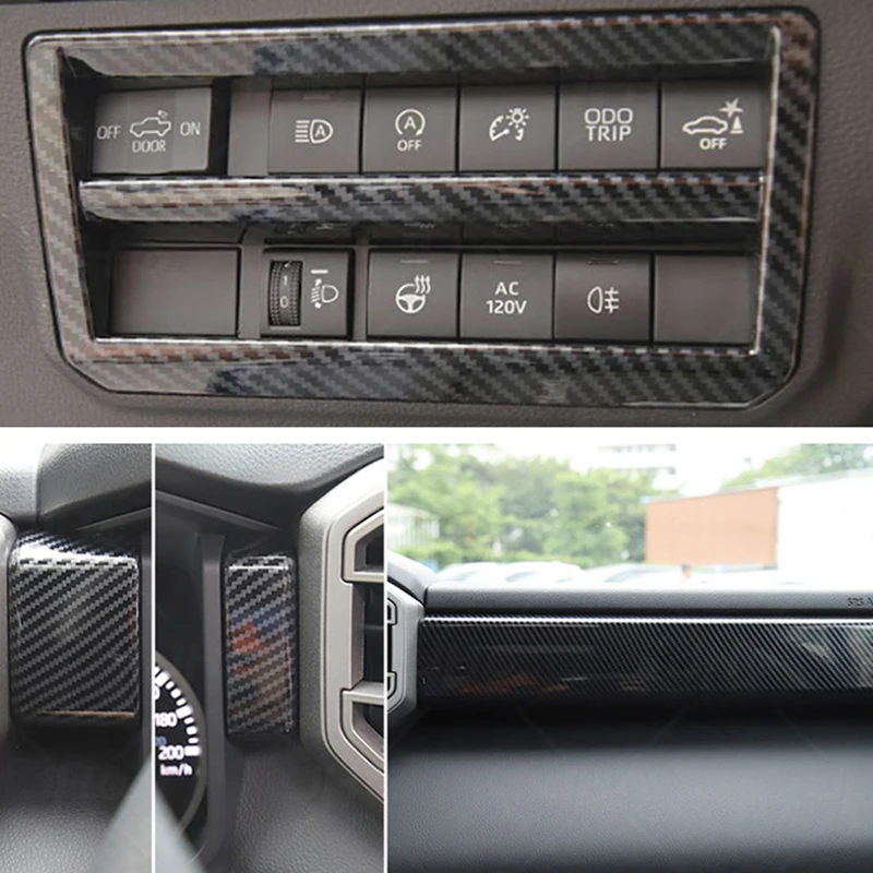 

LHD! Для Toyota Tundra 2022 углеродный Стиль передняя средняя консоль полоски головной светильник переключатель лампы перчаточный ящик ручка Крышка ...