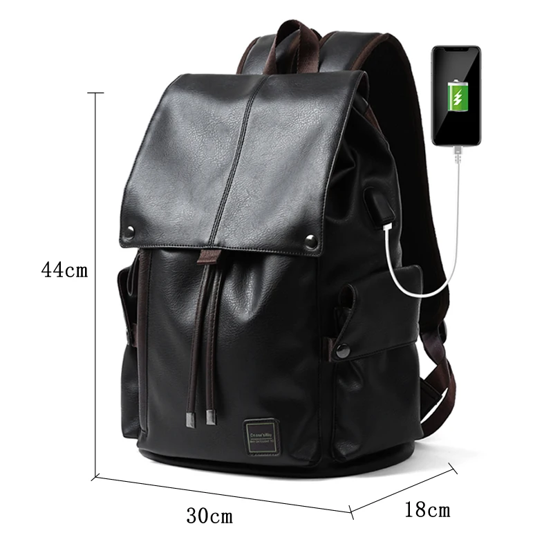 

new Famous Brand School Style Leather Backpack Bag For College Simple Design Men Waterproof Casual Daypacks Mochila 2021