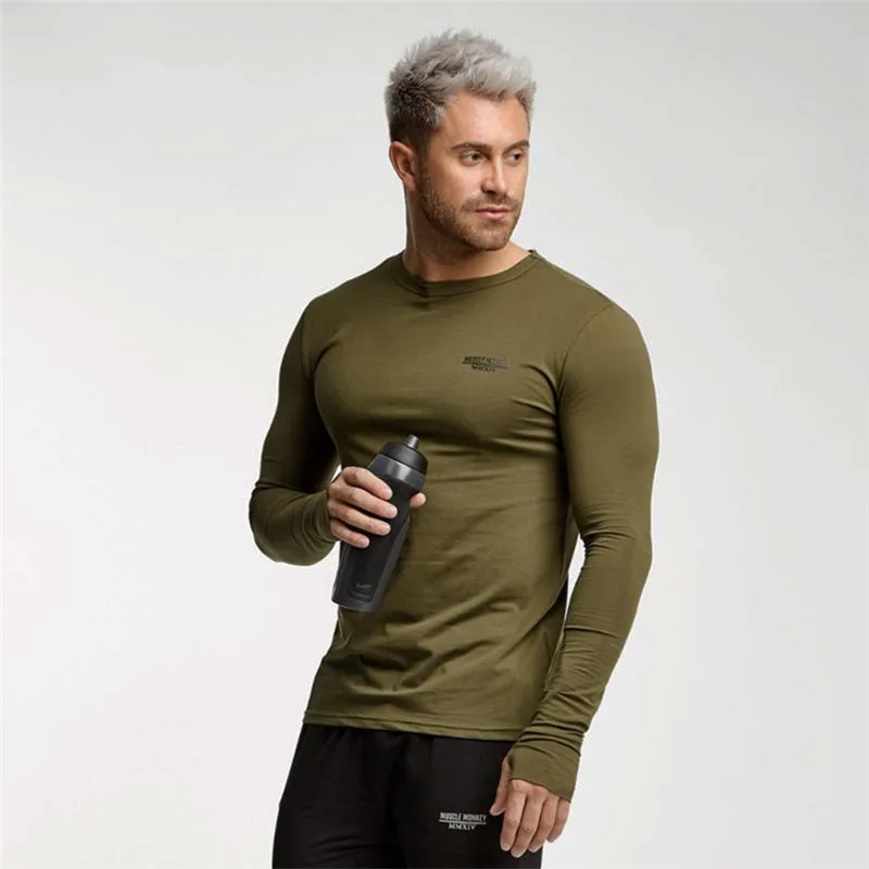 

2022 Brand summer round collar Tops Tees Men's long sleeve T-shirt sports fitness men's shirt Running gym men t shirt