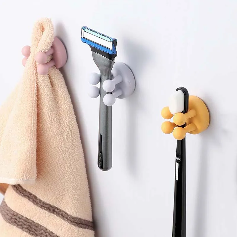 

Bathroom Holder Bath Towel Rag Hook Free Punch Storage Hanger Towel Plug Rack Bathroom Kitchen Tools Toothbrush Razor Holder