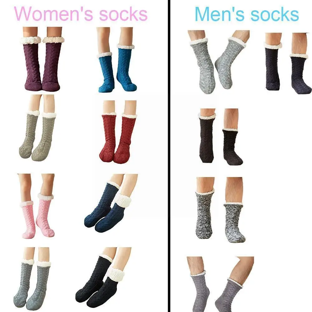 

Winter Indoor Floor Sock Thick Warm Cotton Lined Fleece Socks Fluffy Carpet Non-slip Thermal Sock For Men Women 2021 New K5a4
