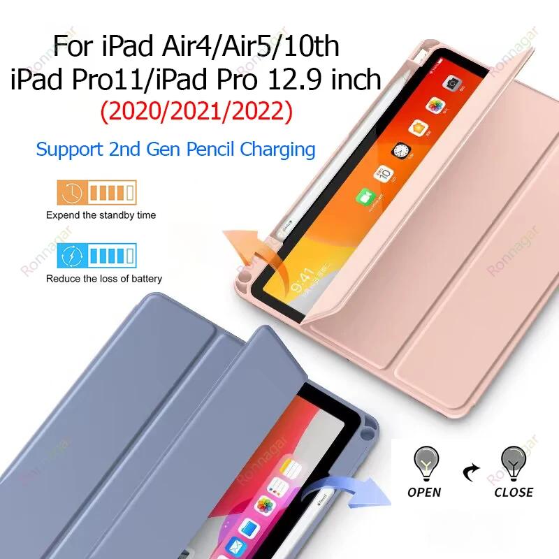 

Case for iPad Pro 12.9 inch 6th/5th/4th/3rd Generation iPad Pro11 2018 2022 iPad 10th Gen Folio Smart Stand with Pencil Holder