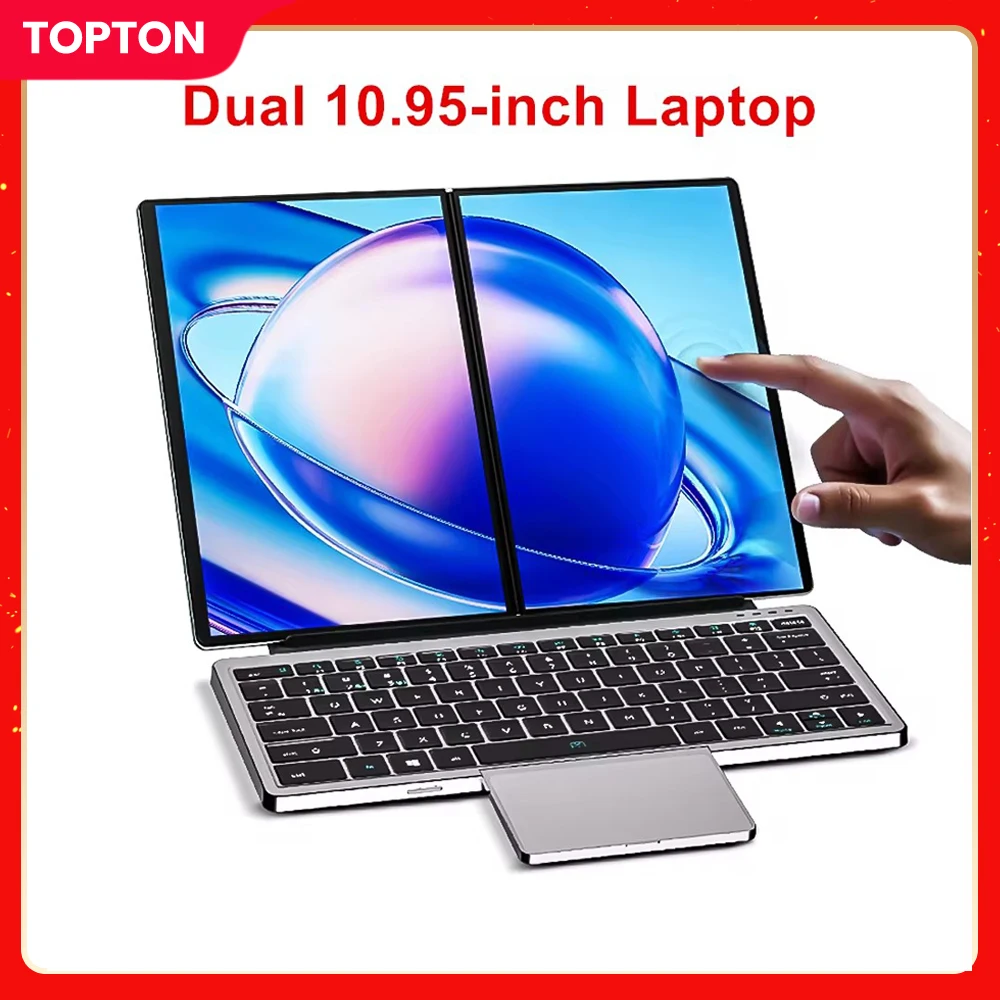 Ноутбук Topton 2 экрана Intel i3 1215U N100 двойной 10 95 дюймовый IPS сенсорный экран Windows 11