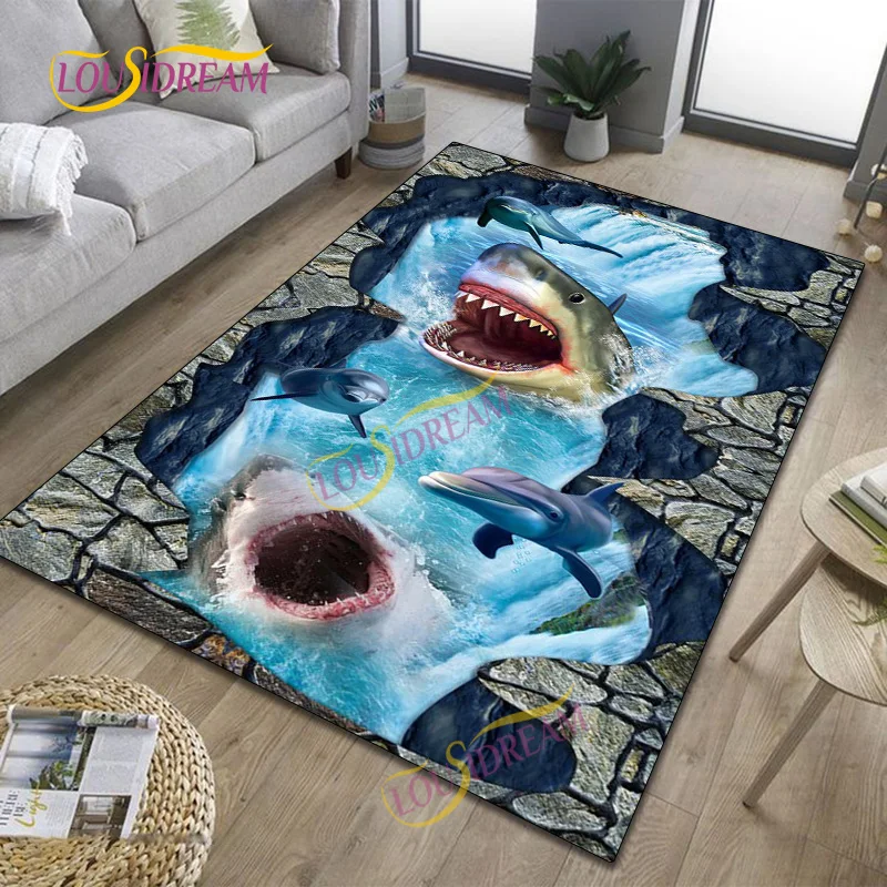 

Living Room Bathroom Mat Room Decoration 3D three-dimensional ocean organism Carpet animal dolphin shark rug Bedroom Carpet