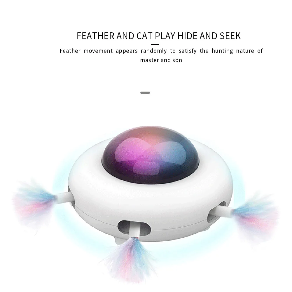

Cats Teaser Toys Interactive Dolls UFO Feather Stick Spinning Pet Turntable Catching Training Electronic Components