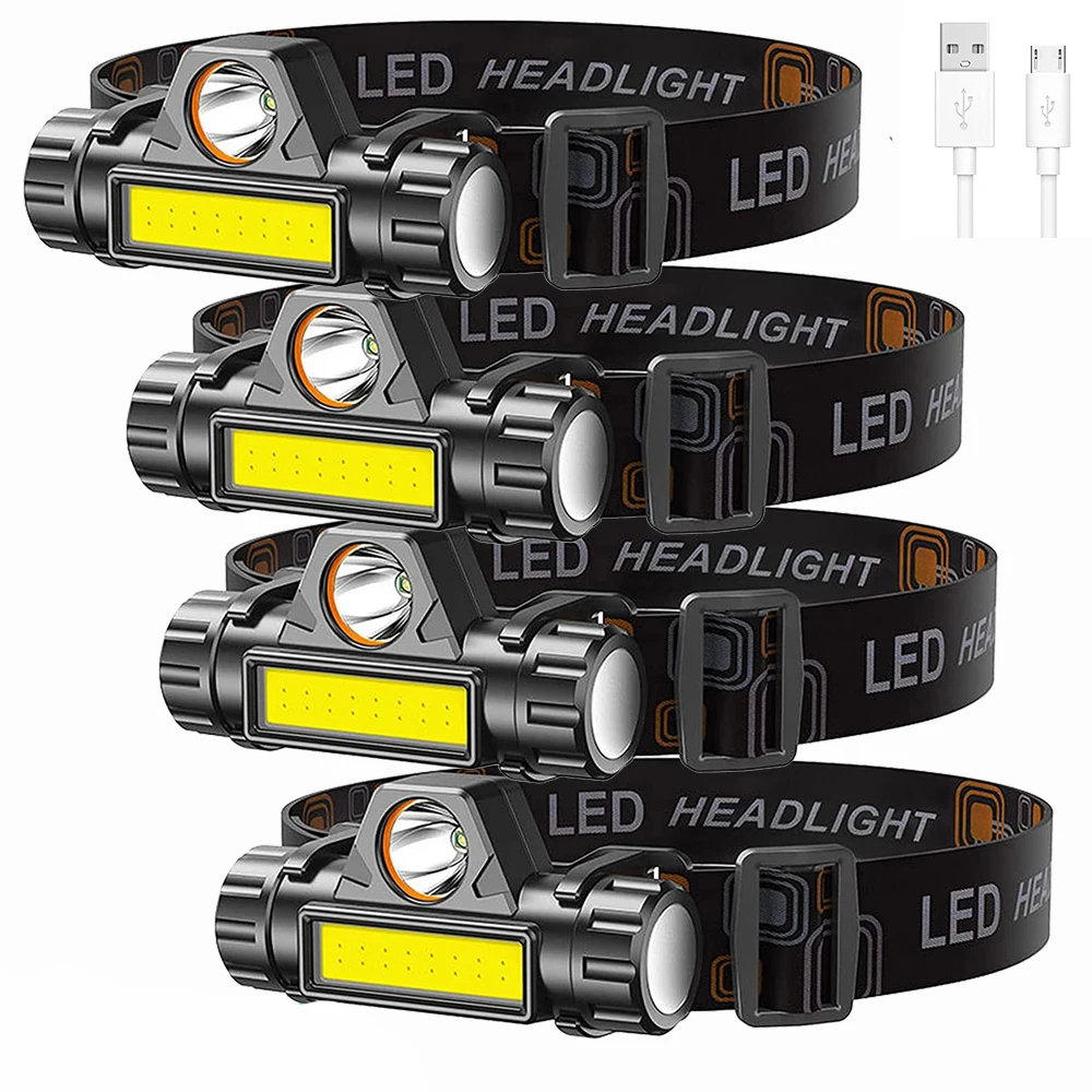 

Torch Headlight Light Lithium Flashlight In Built Head Headlamp Powerful Battery Body Rechargeable Mini Portable