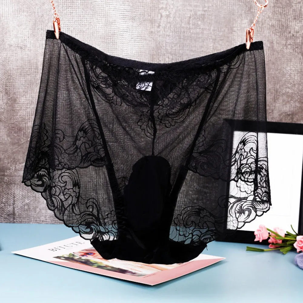 

Men Lace See-Through Underwear Sexy Sissy Bugle Pouch Briefs Thong Panties Gay Underpants Mens Lace Briefs Intimate Lingerie