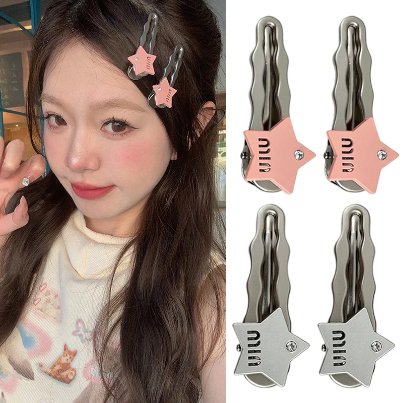 

2 Pcs Hair Accessories Letter Pentagram Hair Clip Pentagram Duck Bill Side Clip Silver Gray Letter Hair Clip Women's Headdress