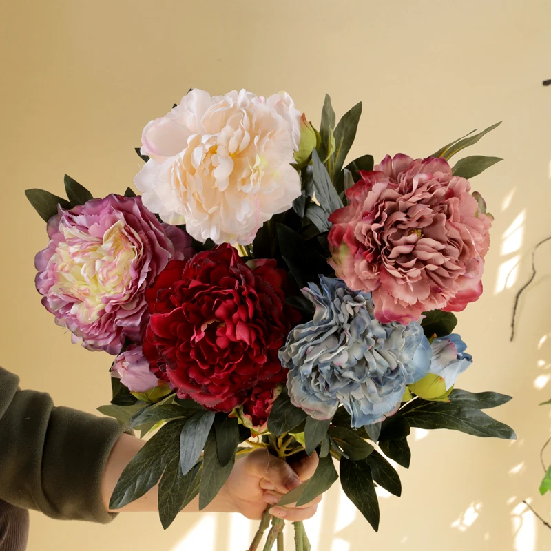 Ретро двуглавый пион искусственный цветок скандинавский украшение для дома