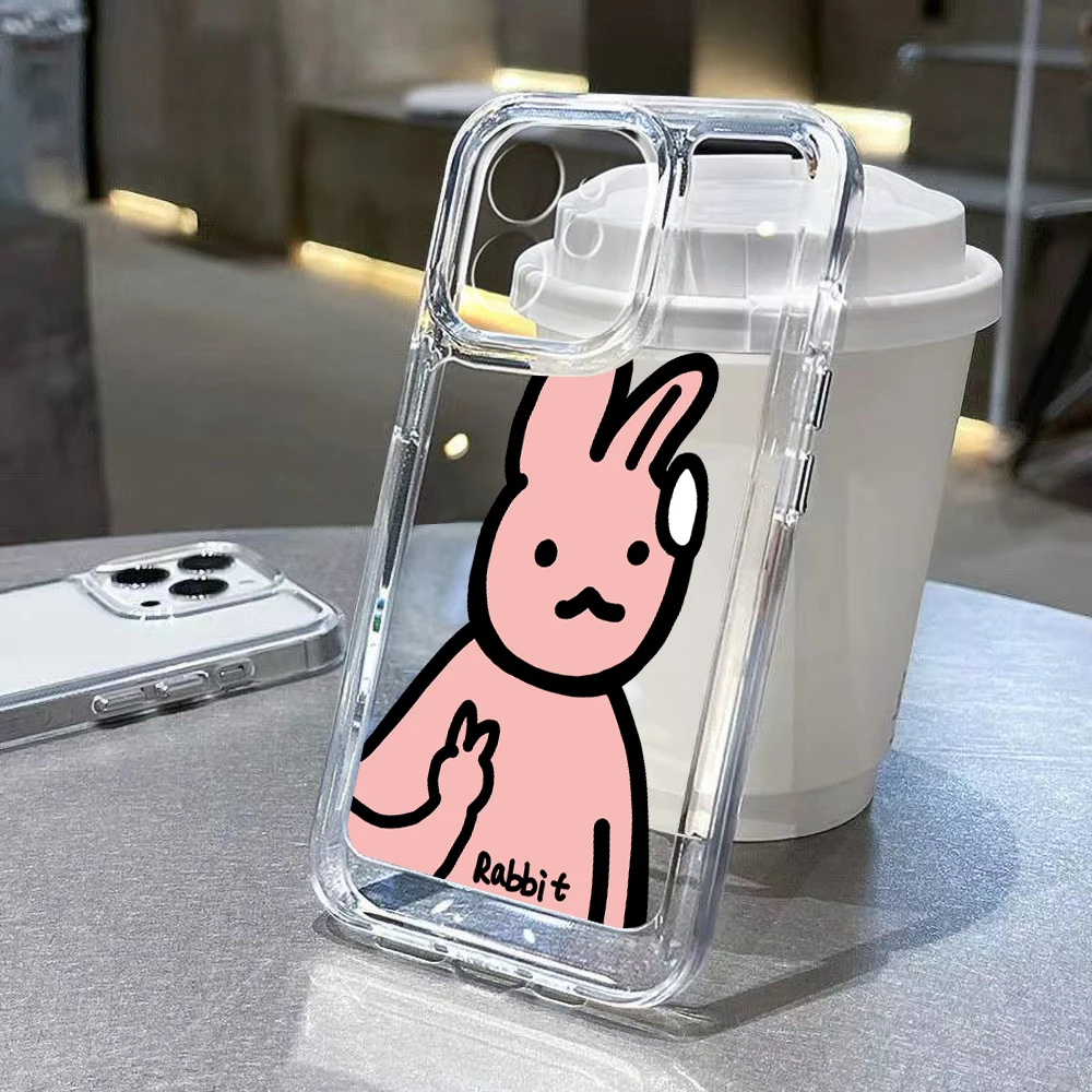 

Simple Line Rabbit Funny Phone Case For iPhone 14 Pro 11 12 13 Pro Max Case iPhone X XS Max XR 7 8 Plus SE 2022 Cover Cute Funda