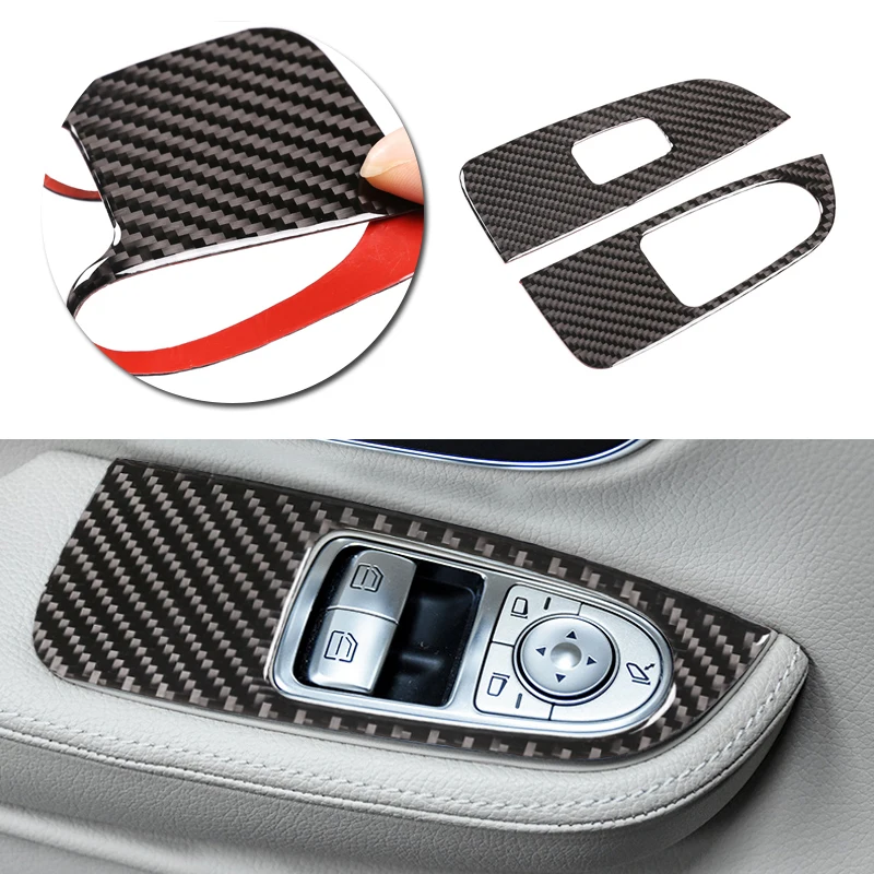 

For Mercedes Benz V Class V250 V260 2015 2016 2017 2018 2019 2020 Car Carbon Fiber Window Lift Panel Switch Button Cover Trim