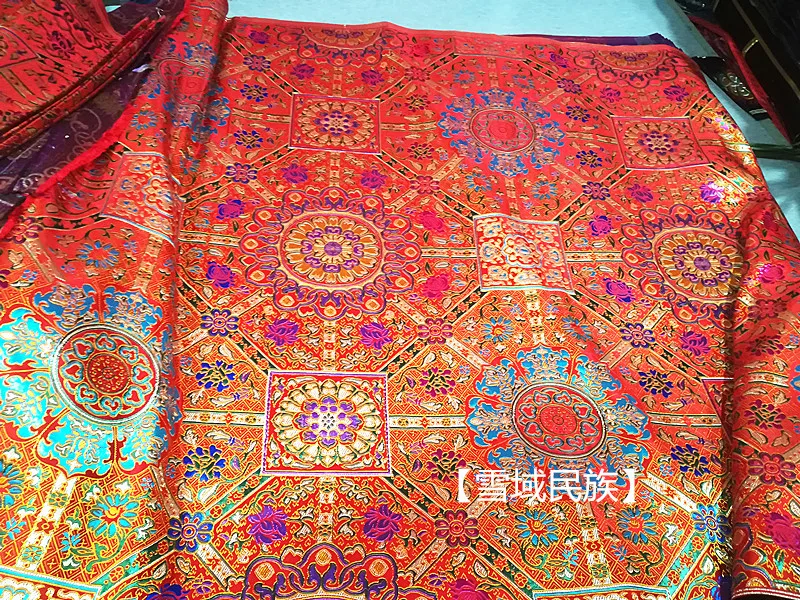 Тибетская буддийская ткань для зала атласная жаккардовая скатерть с цветочным