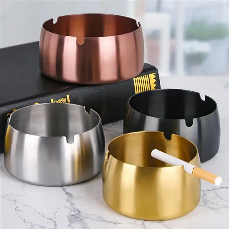 

1pc Practical Home Ashtray Stainless Steel Household Ashtray Office Ashtray
