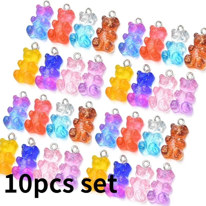 

Cute Gummy Bear Pendant Charms For Necklace Bracelet Earrings Jewelry Diy Findings Crystal Color Bears Christmas Gift 2.2X1.1Cm