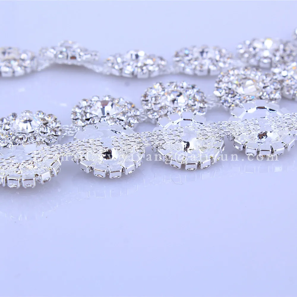 

DIY SEW ON Round Shape Glass Rhinestone Cup Chain Fancy Crystal Clothing Decorative Crystal Chain Rhinestone Applique Glitter