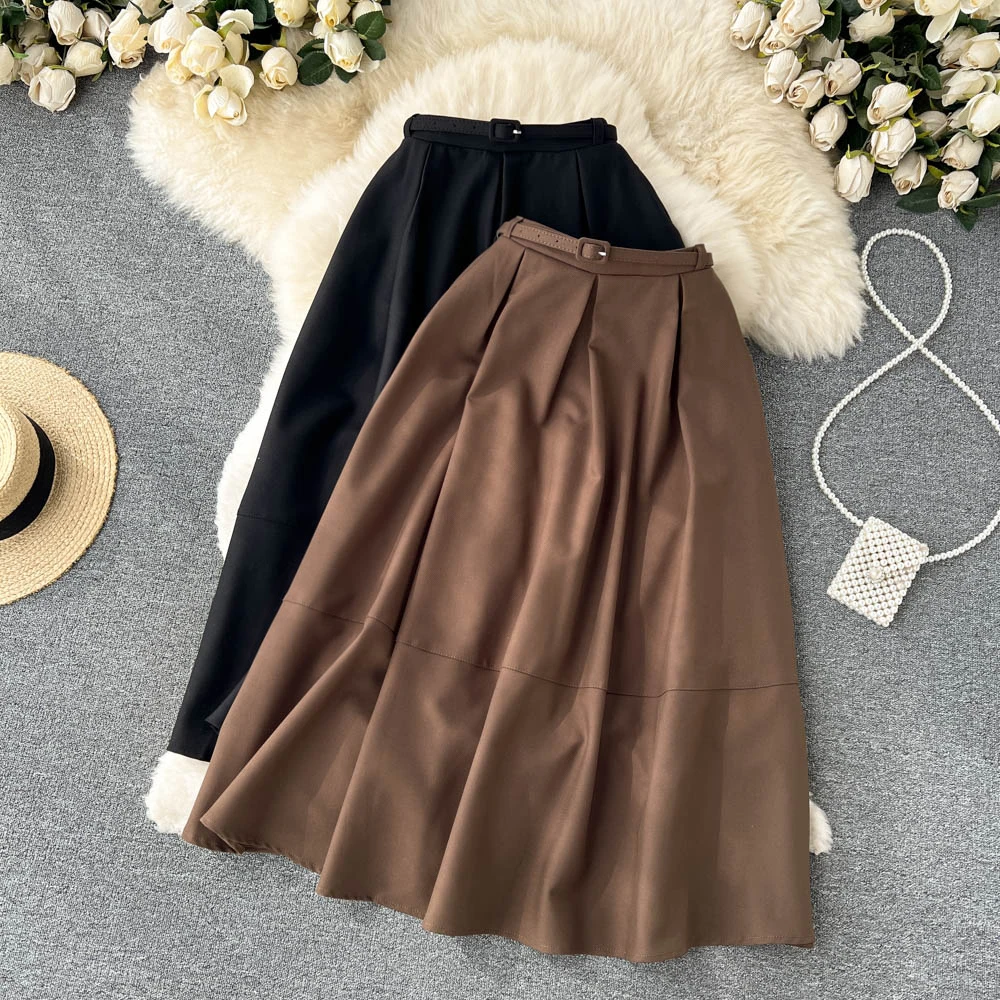 

Anbenser Autumn Winter Woolen Skirts Women Fashion High Waist A-Line Pleated Skirt Ladies Wool Vintage Casual Skirts