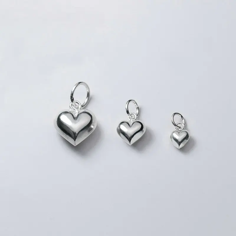 

1PC 925 Sterling Silver Heart Shape Charm Pendant for DIY Bracelet Necklace Making