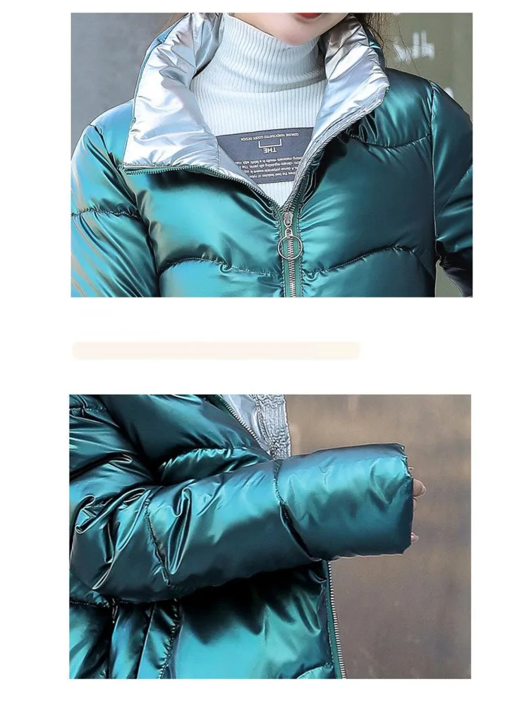 New Winter Jacket Parkas Women Glossy Down Cotton Jacket Hooded Parka Warm Female Cotton Padded coat Jackets Casual Outwear