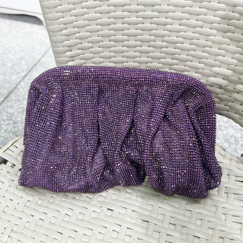 

Сумка с зажимом для ракушки, женская дизайнерская сумка-кошелек роскошного дизайна, 2023 блестящая вечерняя сумка через плечо ручной работы с бриллиантами