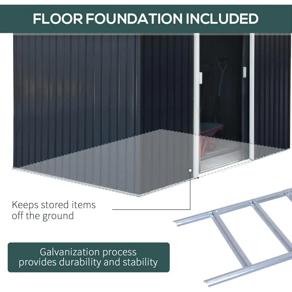 Уличный сарай для хранения 9 'x 6' садовый домик инструментов с набором основы 4