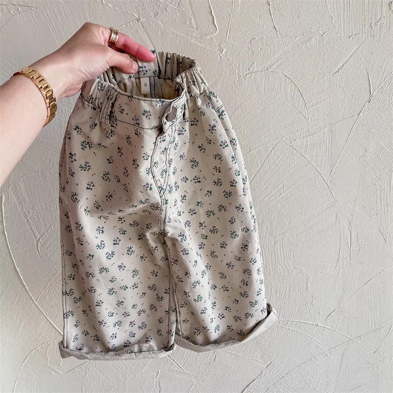 Fashion Girls Floral Casual Pants Cute Flower Print Baby Girl Trousers Children's Harem Pants Cotton Kids Pants Clothes