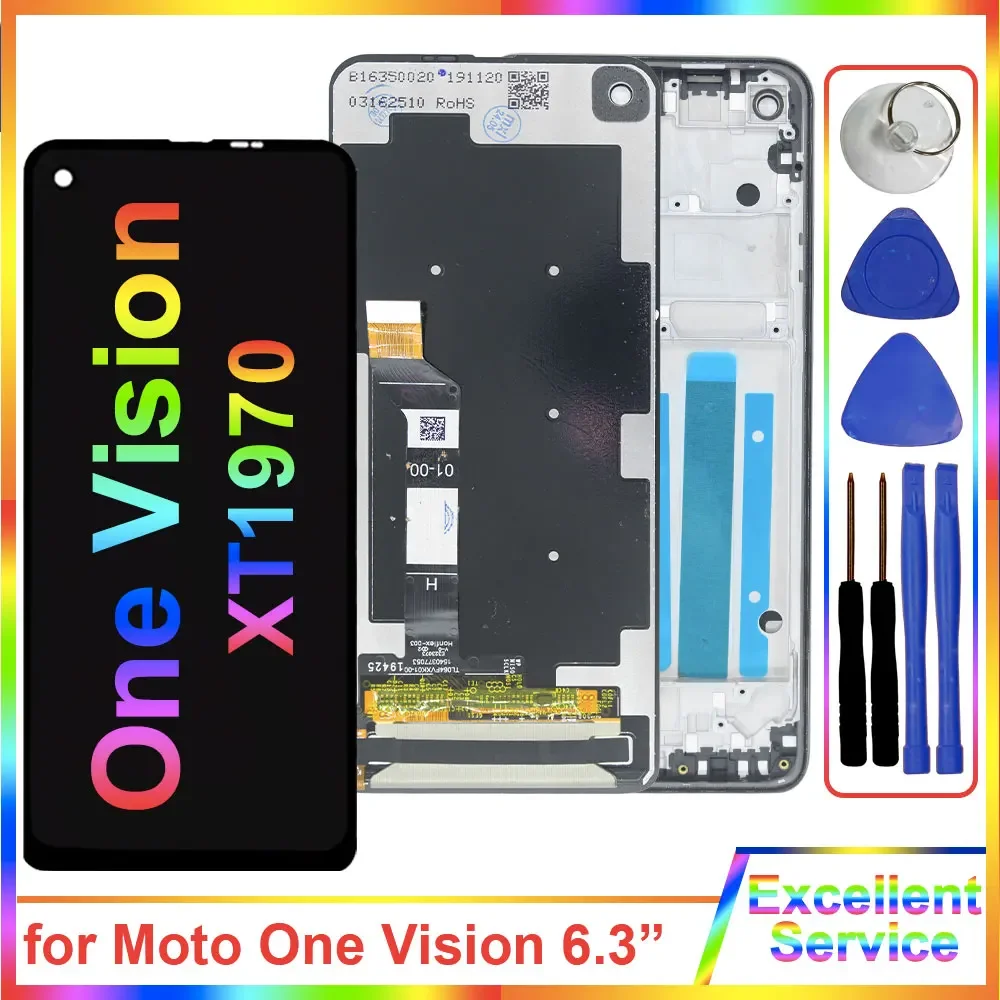Фото Протестированный AMOLED ЖК-дисплей для Motorola Moto One Vision XT1970-1, ЖК-дисплей, замена дигитайзера сенсорного экрана для Moto One Vision LCD №1