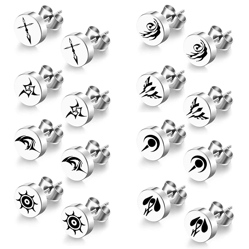 

Anime Fate Stay Night Stainless Steel Stud Earrings Laser Custom Ear Studs Jewelry For Women Earring Cosplay Accessories