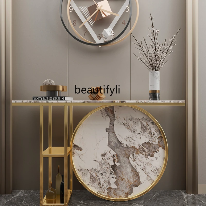 

CXH Light Luxury Stone Plate Console Entry Door Living Room Corridor Wall Narrow Table Decorative Art A Long Narrow Table