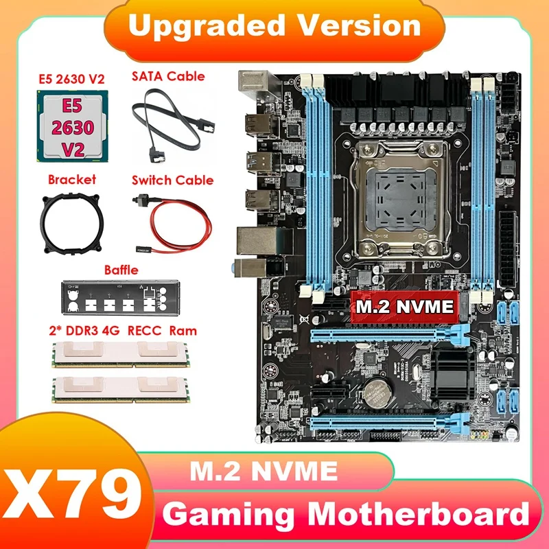 

Материнская плата X79 + процессор E5 2630 V2 + 2X DDR3 4G RECC ОЗУ + SATA кабель + переключатель + перегородка + кронштейн LGA2011 M.2 NVME Gigabit LAN