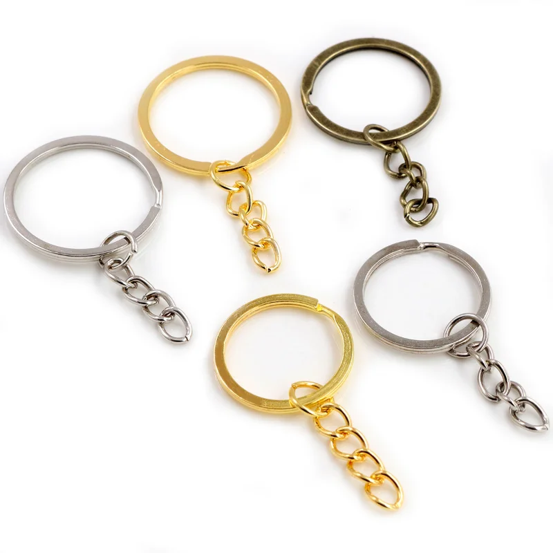 

10pcs Silver Plated Metal Blank Keyring Keychain Split Ring Keyfob Key Holder Rings Women Men DIY Key Chains Key Ring Accessorie