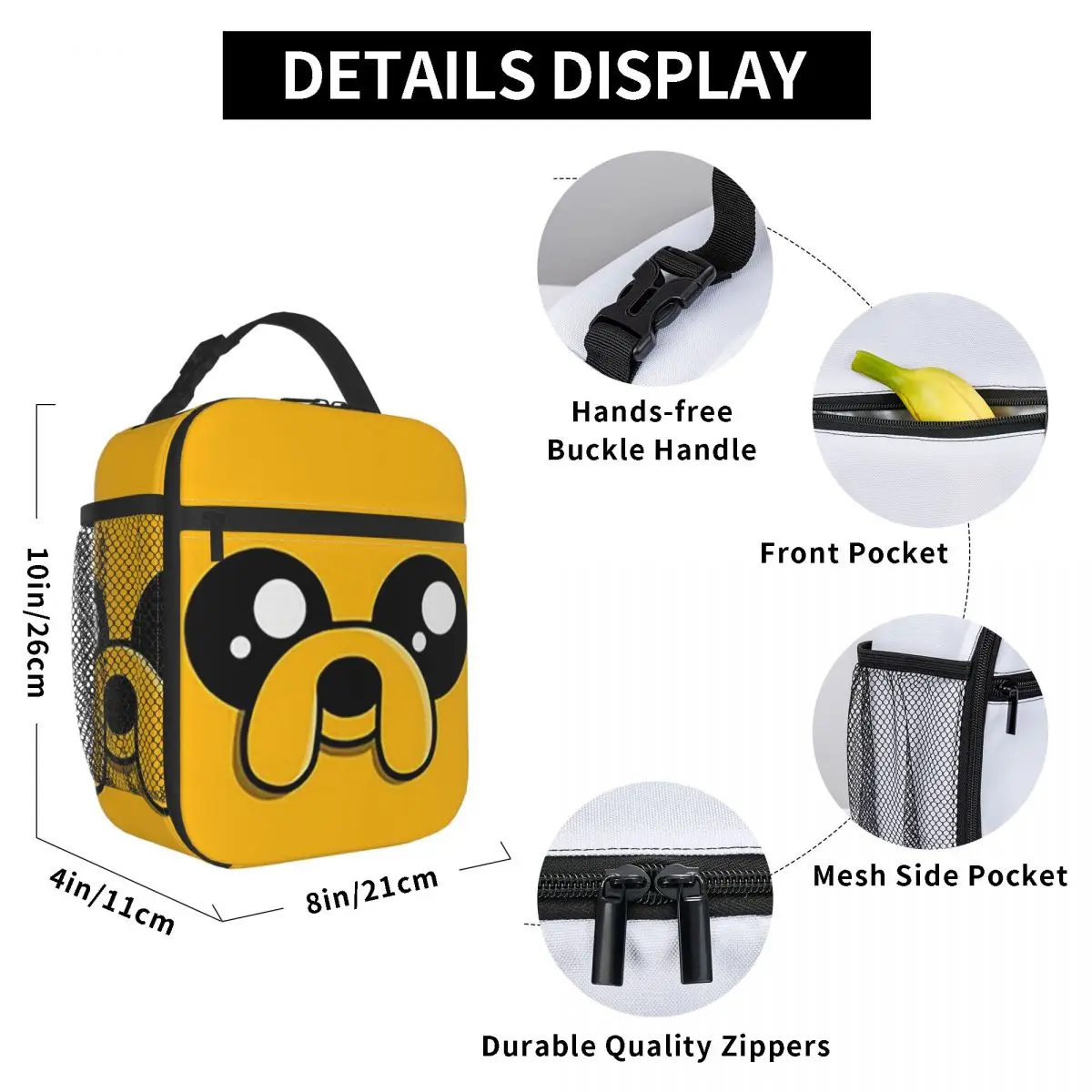 Фото Термосумка для обедов Jake The Dog для женщин и детей, портативные контейнеры для еды, термосумка-тоут для обедов №4