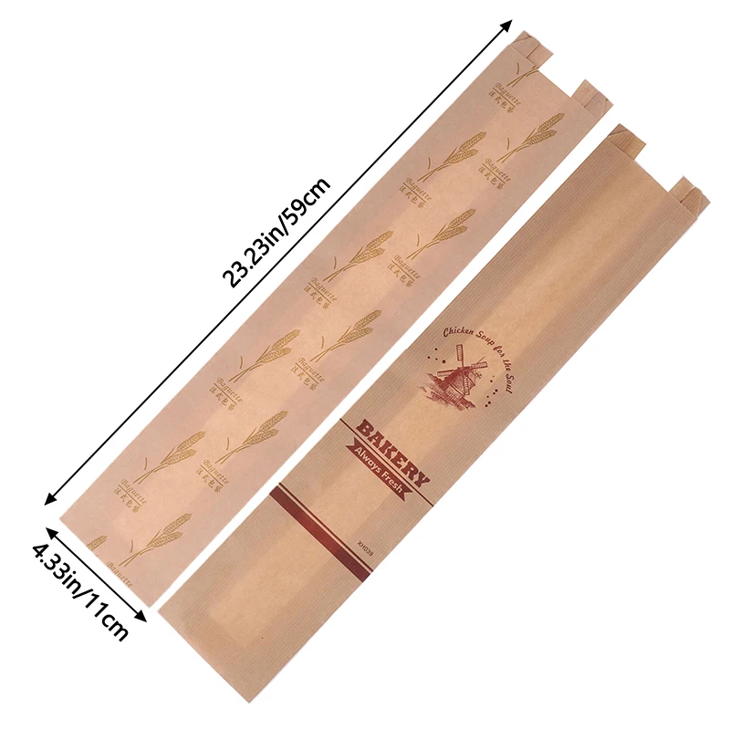 10 шт. маслостойкие длинные пакеты для хлеба из крафт-бумаги с прозрачным окном