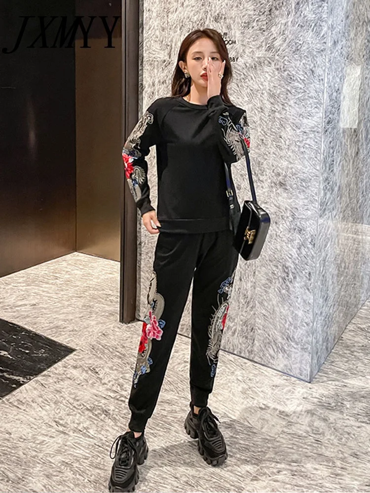 JXMYY 2022 весенне-осенний вышитый Повседневный Спортивный костюм в китайском стиле