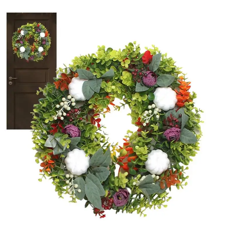 

Fall Wreath 18 Inch Halloween Wreath Realistic Attractive Christmas Wreaths for Front Door Maintenance-free Autumn Wreath