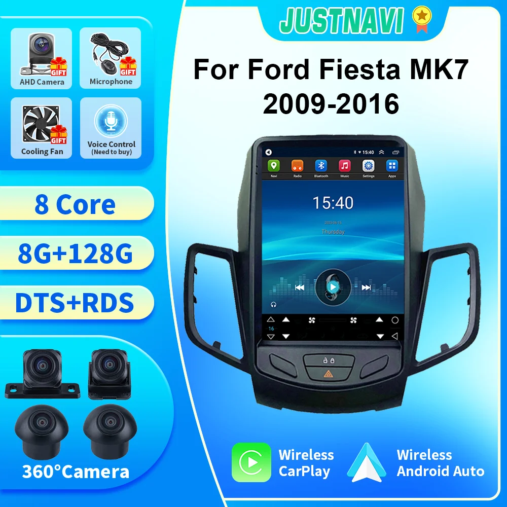 

Автомагнитола JUSTNAVI с экраном для Ford Fiesta MK7 2009-2016, автомагнитола, мультимедийный видеоплеер на Android, навигация GPS, стерео