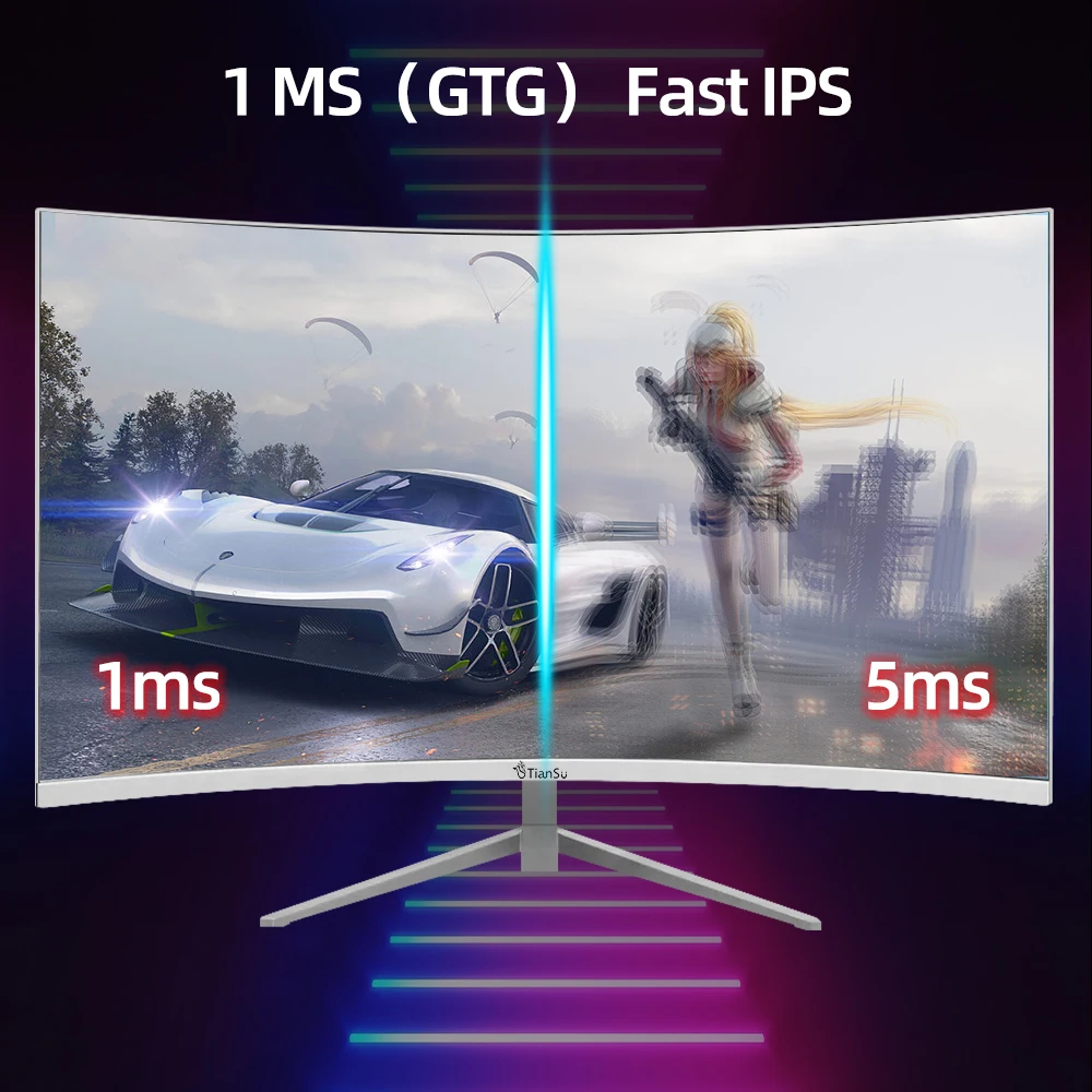 Tiansu 27 дюймов монитор 165 Гц 2 K Изогнутый компьютерный 144 дисплей белый для игровой