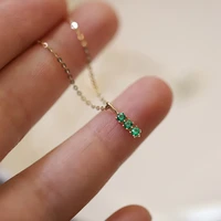 silvology real 925 sterling silver strip three emerald zircon pendant necklace for women 14k gold mini minimalist office jewelry