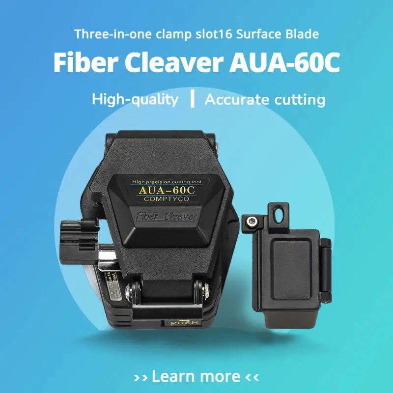 

COMPTYCO Fiber Cleaver AUA-60C FTTH Cable Fiber Optic Cutting Knife With waste fiber box Three-in-one clamp slot16 Surface Blade