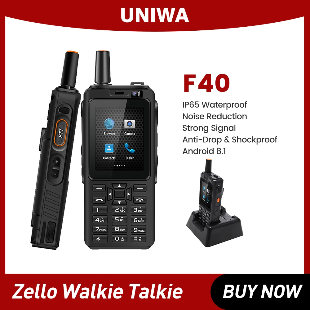 UNIWA F40 мобильный телефон IP65 Водонепроницаемый 2,4 сенсорный экран Zello Walkie Talkie 1GB + 8GB смартфон LTE MTK6737M Quad Core