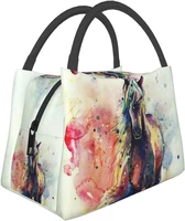 watercolor horse lunch bag tote bag lunch bag for men women lunch box reusable insulated lunch container work pinic or travel