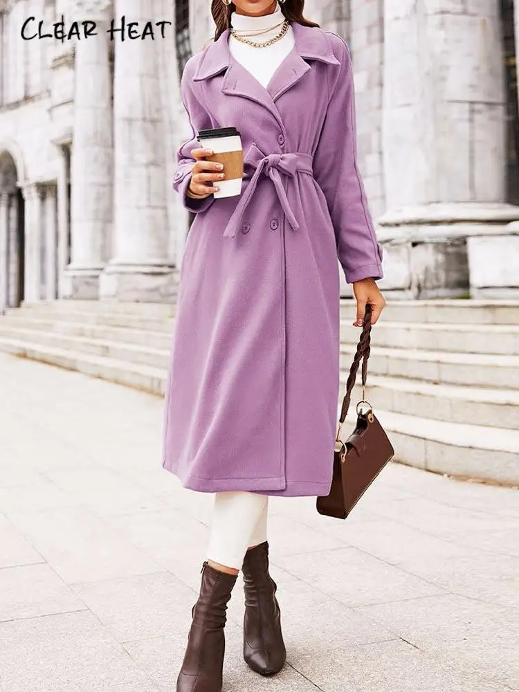 

2022 Autumn Winter New Women Elegant Ripple Woolen Coat Female Fashion Lace Up Wool Medium Coats Lady Streetwear Jackets