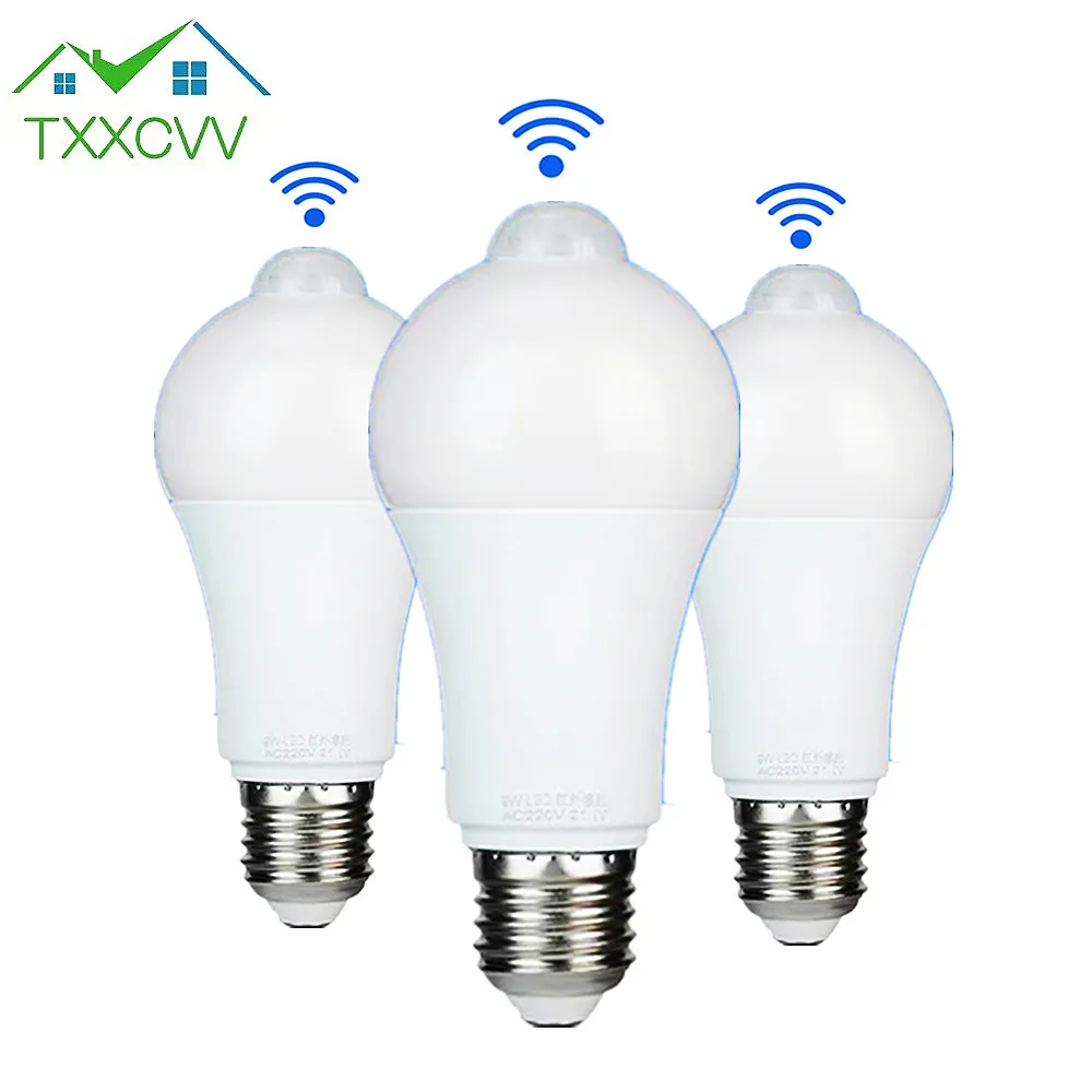 

E27 PIR Motion Sensor Lamp AC 220V 9W 12W 15W 18W LED Bulb with Motion Sensor Infrared Radiation Motion Detector Security Light