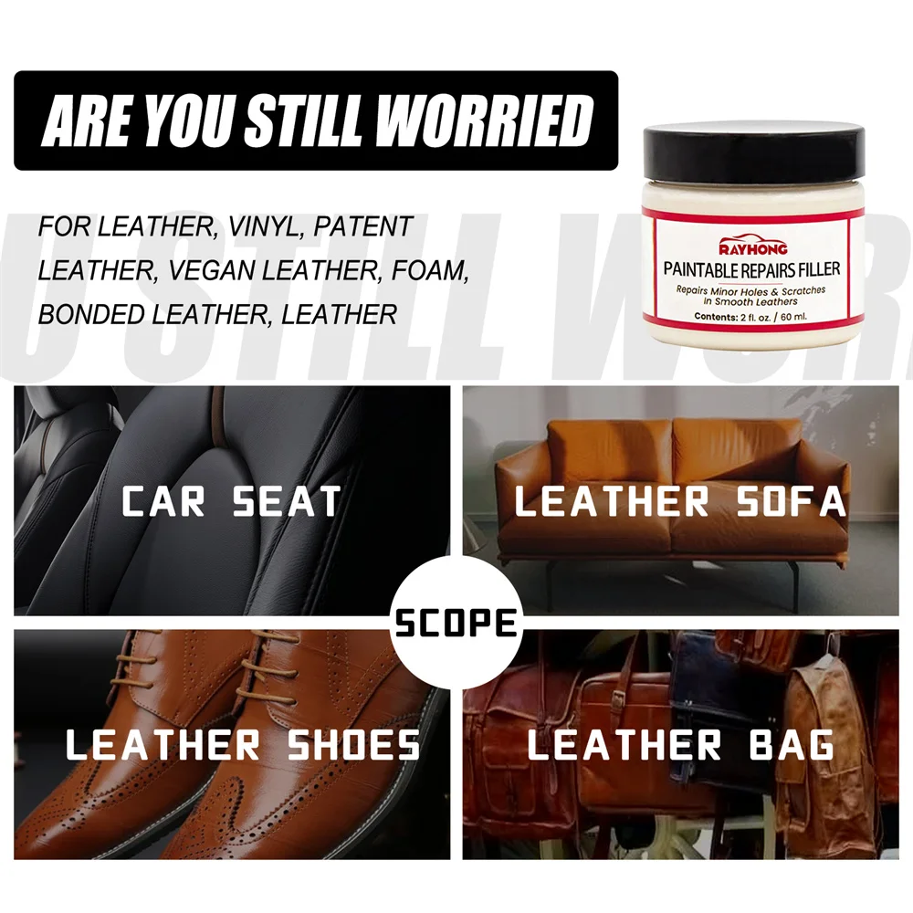 60ml Car Care Leather Skin Refurbish Repair Tool Auto Seat Sofa Scratch Cracks Restoration Cream Repair Paste images - 6