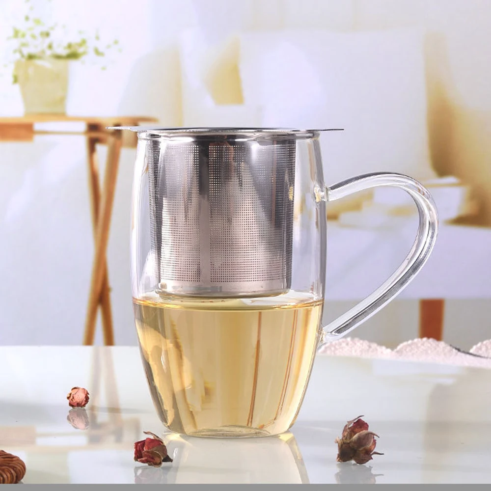 

304 stainless steel tea leak with cover filter grid binaural tea leak coffee leak tea filter with handle mesh leak Teaware